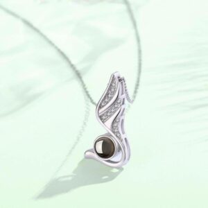 Angle Swan Wing Sterling Silver Pendant Necklace