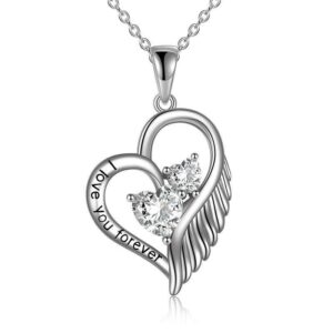 Angel Wings Sterling Silver I Love You Forever Necklace